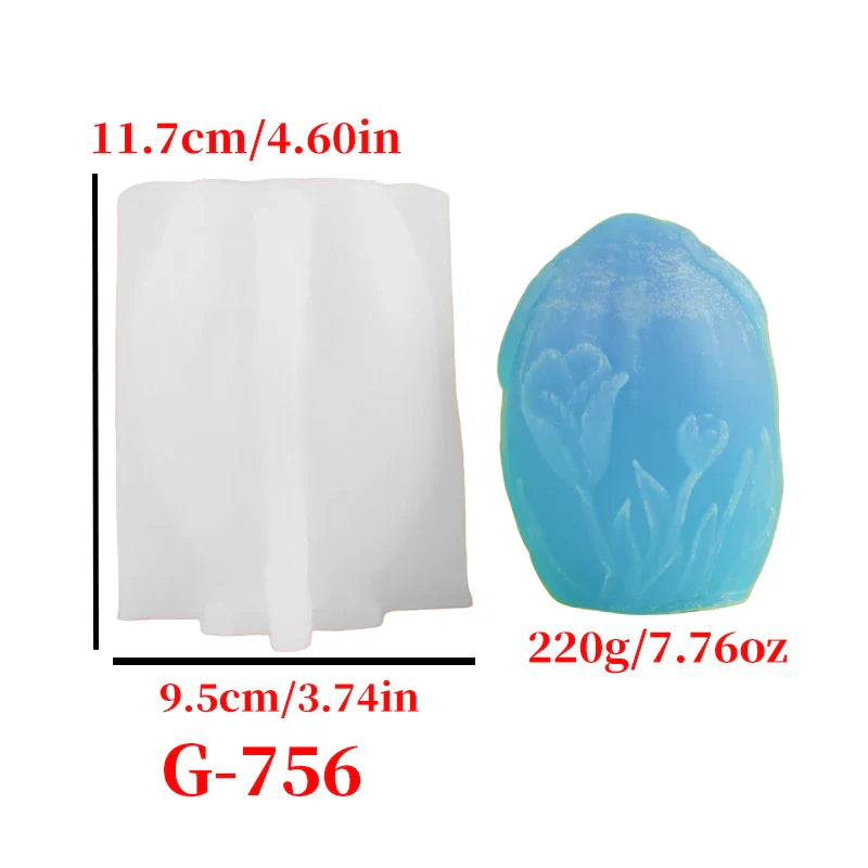 3D Big-Eared Bunny Egg Silicone Mold for Candle Making, Soap & Plaster DIY 2.4 x 2.4 x 3.3 in (6 x 6 x 8.5 cm)