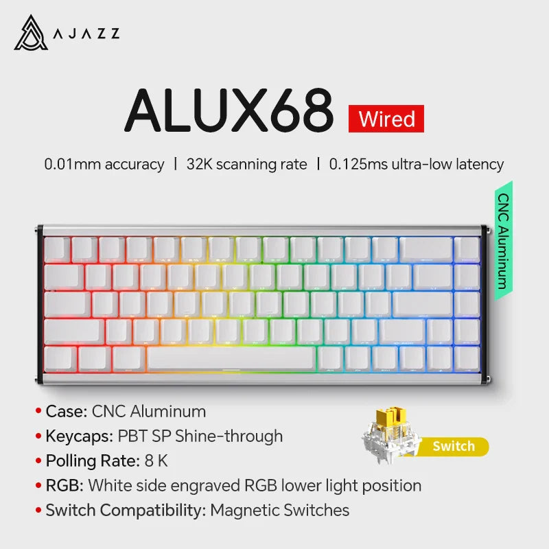 68-Key Hot-Swappable Mechanical Bluetooth & USB Compact Gaming Keyboard with RGB Backlight