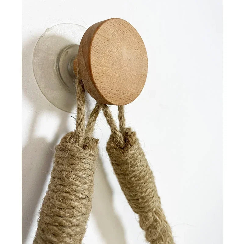 Nail-Free No-Drill Rope Paper Towel & Toilet Roll Holder - Wall-Mounted Towel Rack and Tissue Hook