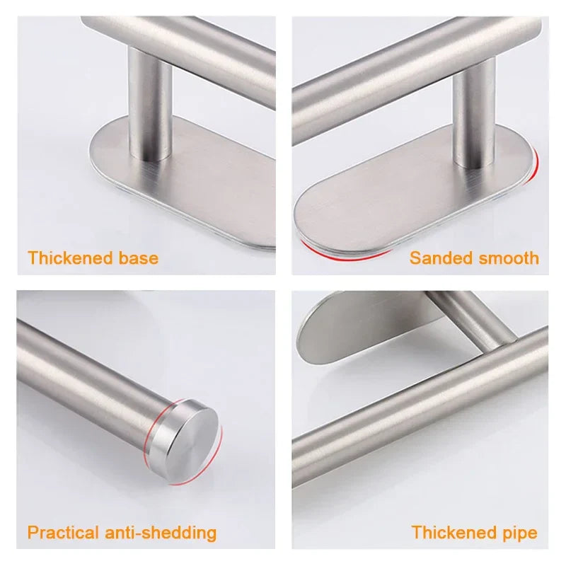 No-Drill SUS304 Stainless Steel Toilet Paper Holder – Self-Adhesive Wall-Mount Tissue Roll Dispenser for Bathroom & Kitchen