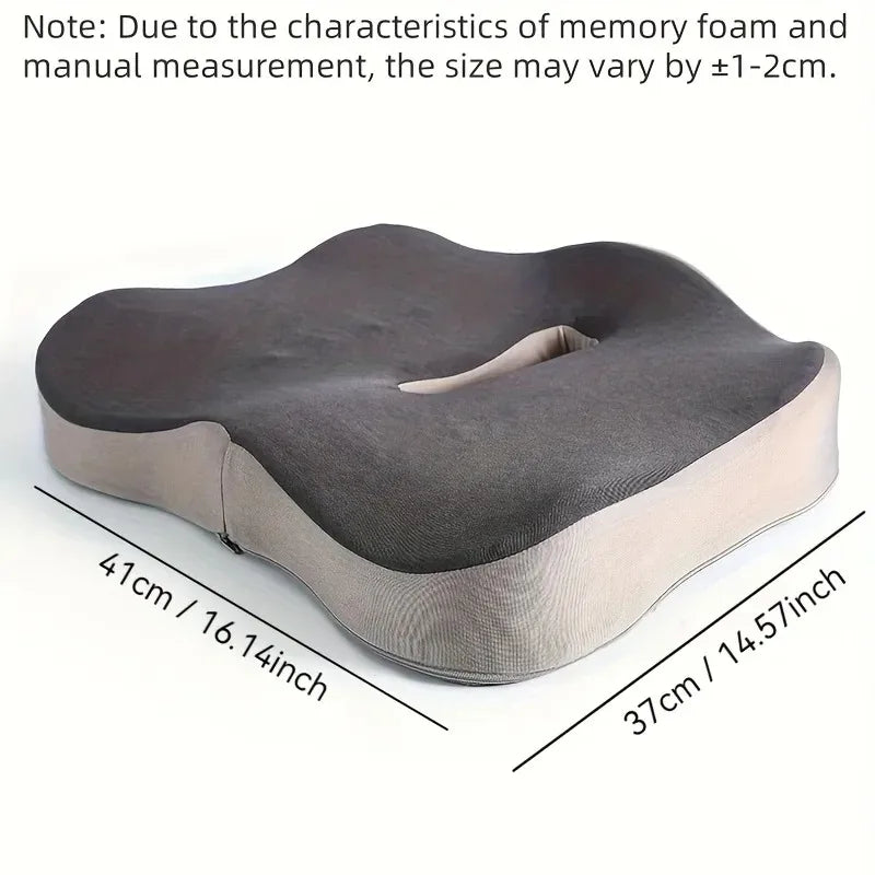 Ergonomic Memory Foam Seat Cushion for Office Chairs and Cars, Posture Support & Tailbone Relief, Non-Slip