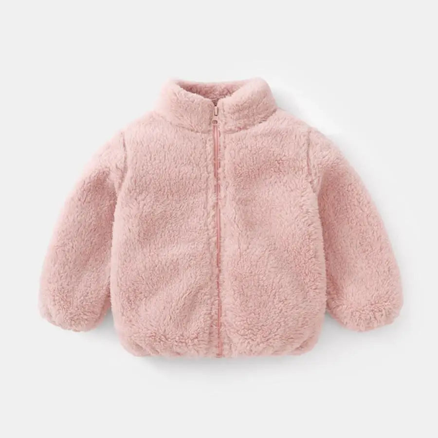 Toddler & Kids Plush Winter Coat – Warm Corduroy Turtleneck Zipper Jacket, Unisex (Ages 1-6 Years)