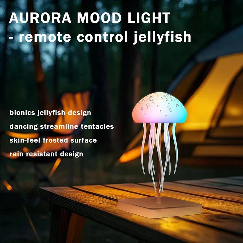 Jellyfish LED Night Light Touch Rechargeable USB-C Mood Lamp with Remote Color-Changing Ambient Light for Bedroom & Kids