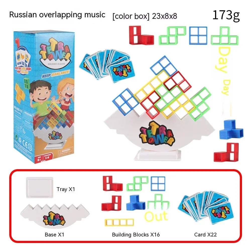 Tetra Tower Balance Stacking Game - Family & Party Building Puzzle for Kids and Adults