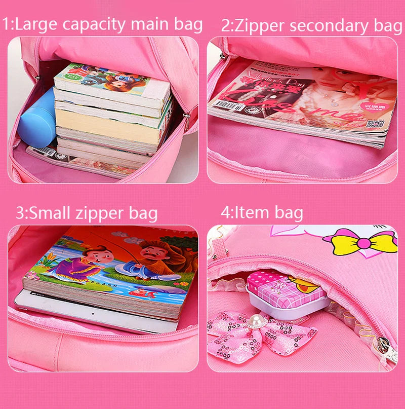 Pink Cute Cat Kids Backpack for Girls — Waterproof Kindergarten & School Bag (Ages 7-13)