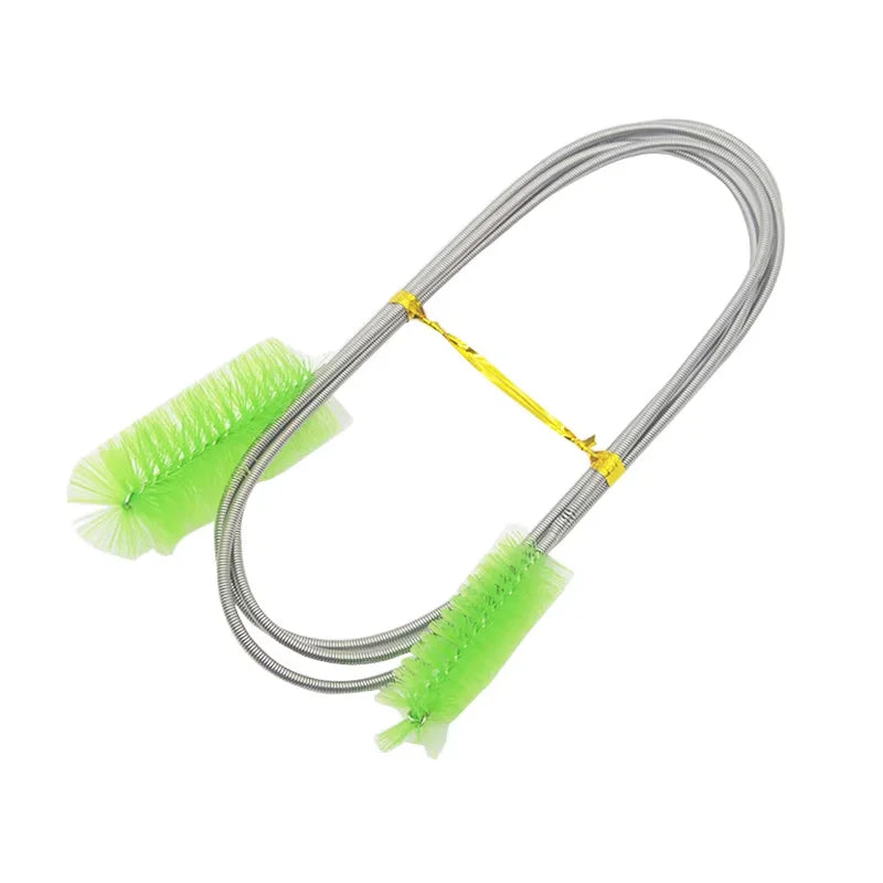 Flexible Aquarium Hose & Air Tube Cleaner — Stainless Steel Double-Head Brush with Nylon Bristles, 90 cm (35.4 in) or 155 cm (61 in)