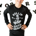 Skateboarding Skelly - Rollin' Into (Choose Your Grade) - Child Long Sleeve Tee