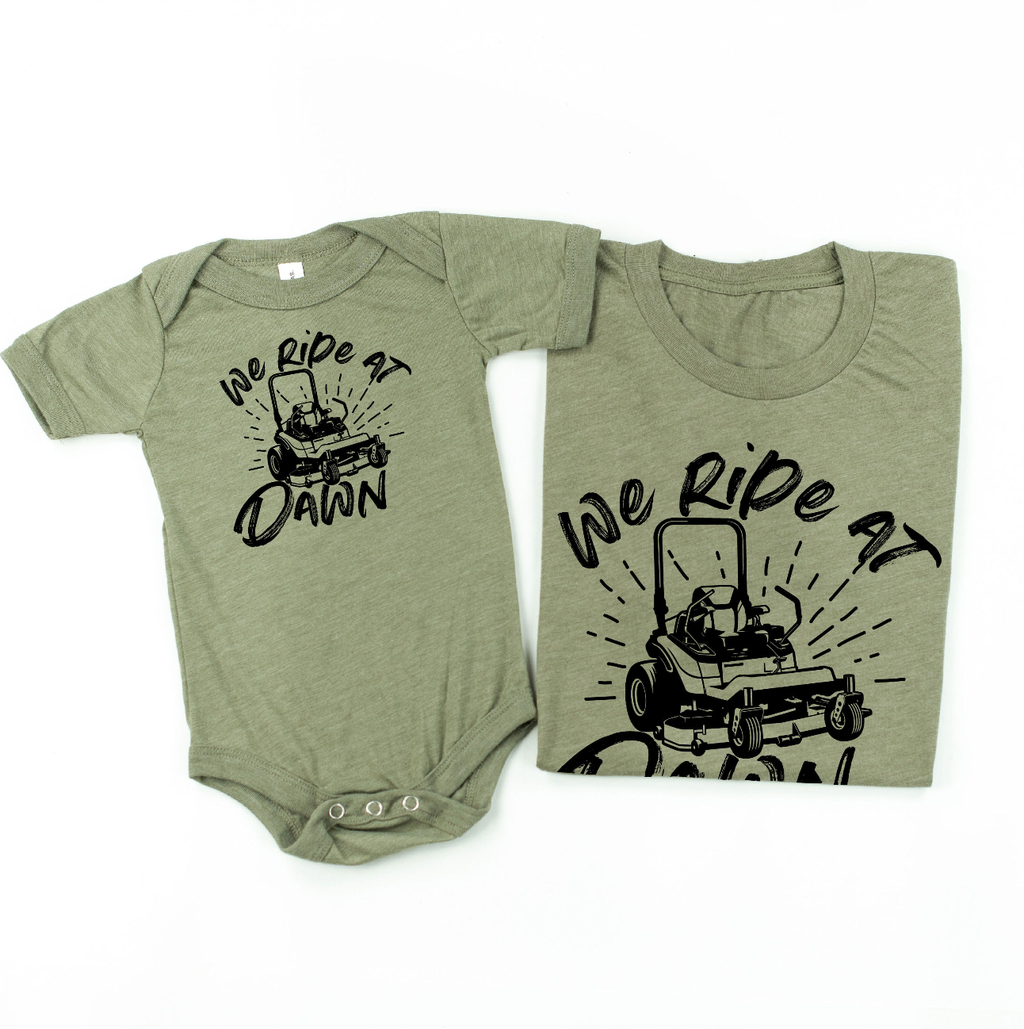 We Ride at Dawn - (Choose Your Mower) - Set of 2 Tee