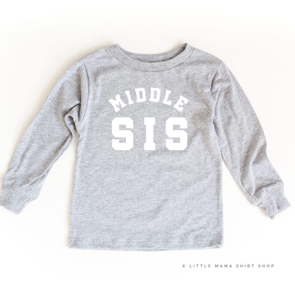 Varsity 'Sis' Sibling Tees - (Choose Your Role) - Child Long Sleeve Tee