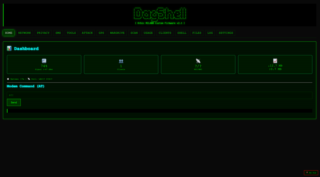 Orbic RCL400 LTE Hotspot with RayHunter + DagShell Installed - Privacy, IMSI Catcher Detection & Network Research Tool
