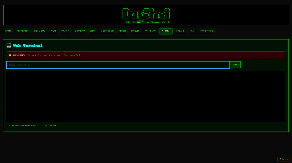 Orbic RCL400 LTE Hotspot with RayHunter + DagShell Installed - Privacy, IMSI Catcher Detection & Network Research Tool