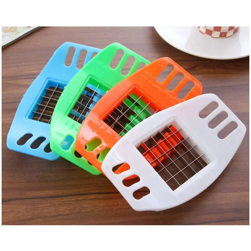 French Fry Cutter Potato Slicer – Vegetable Chopper for Homemade Chips, Metal Blades with ABS Handle (6.7 x 3.9 in / 17 x 10 cm)