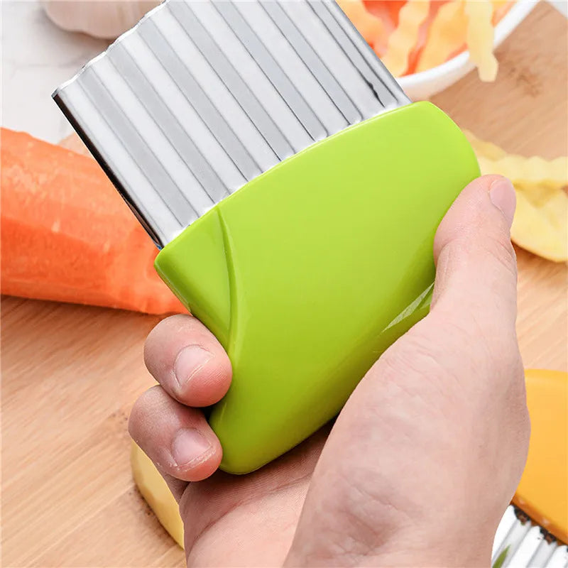 Crinkle Cut Potato Cutter Stainless Steel Wavy French Fry Maker Vegetable Slicer