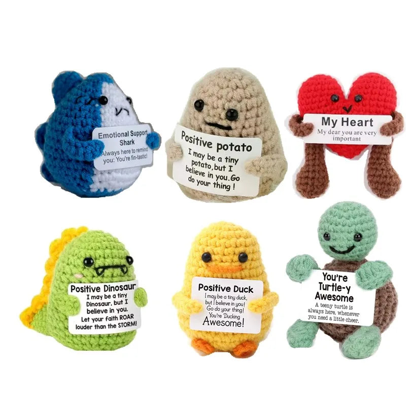 Handmade Mini Crochet Potato Plush Doll – Wool Knit Pocket Hug with Greeting Card, Funny Christmas & Holiday Home Decor Gift