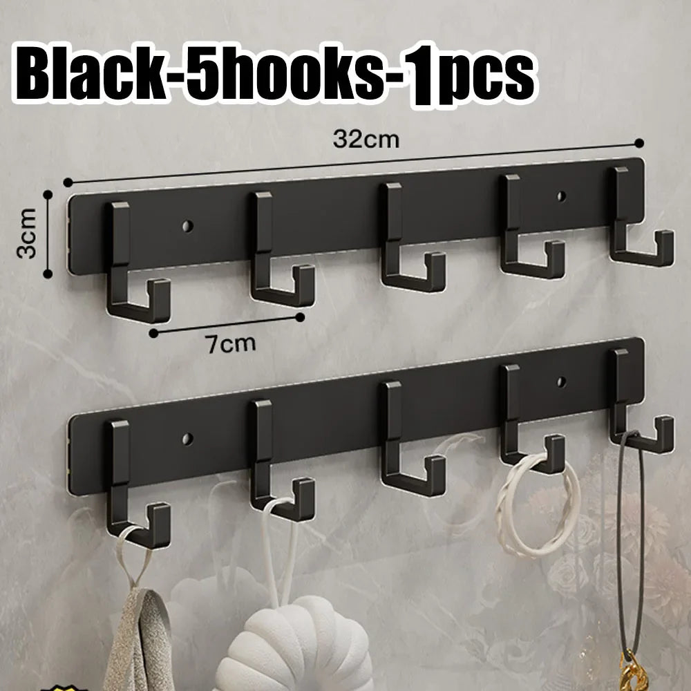 Heavy-Duty Adhesive Wall-Mounted Towel and Clothes Hook - No-Drill Stainless Steel Multi-Hook for Bathroom and Kitchen