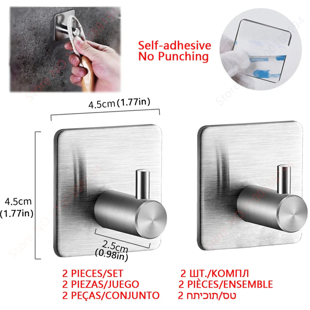 Self-Adhesive Stainless Steel Toilet Paper Holder — No-Drill Wall Mount Tissue & Towel Dispenser (Holds up to 30 cm / 11.8 in)