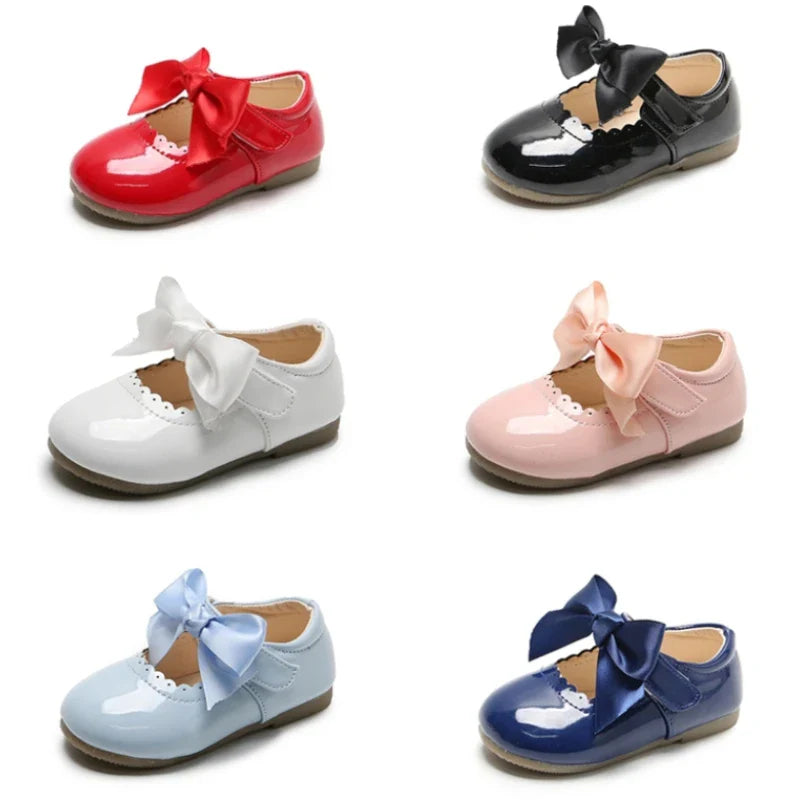 Toddler & Little Girls Patent Leather Mary Janes with Big Bow, Princess Party & School Flats