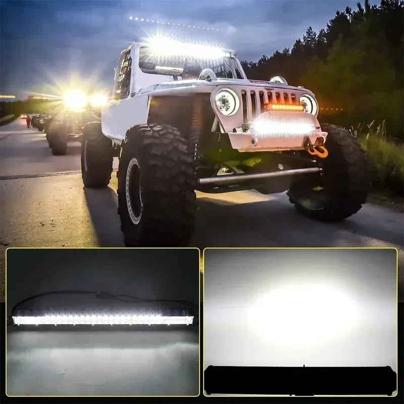 LED Light Bar 4/7/12/15/17/20 in (102/178/305/381/432/508 mm) 60–500W 10–32V IP67 Waterproof Flood/Spot Driving Off-Road Truck ATV SUV Boat