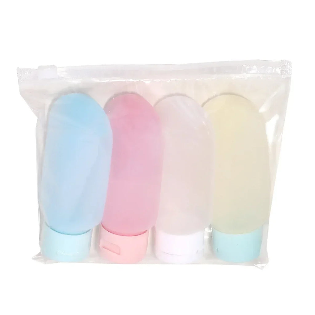 Refillable Silicone Travel Bottle Set - 30ml (1oz) & 60ml (2oz) Soft Squeeze Shampoo Lotion Containers Portable Travel Kit