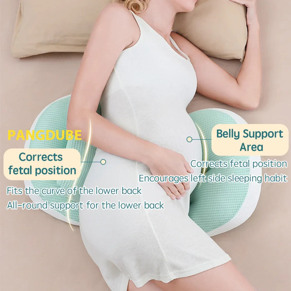 Pregnancy Body Pillow with Free Auxiliary Waist Support Pillow - Cotton Maternity Sleeping Pillow 64–78×36 cm (25–31×14 in)
