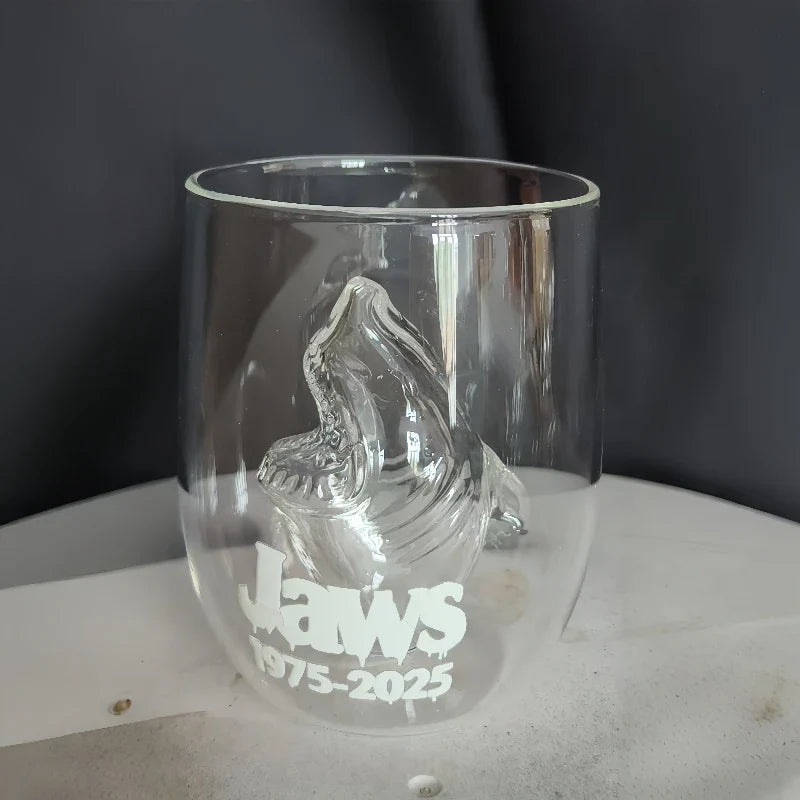 3D Shark Stemless Glass - 8.5 fl oz (250 ml) Novelty Wine, Whiskey & Cocktail Glass
