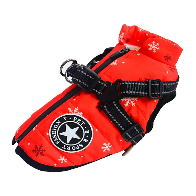 Waterproof Winter Dog Jacket with Built-In Harness, Fleece-Lined & Reflective – Warm Coat for Small to Large Breeds