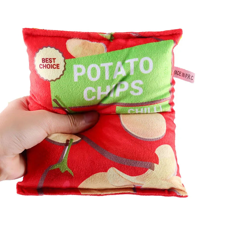 Plush Crisps Squeaky Dog Toy - Bite-Resistant Crunch Sound for Small & Medium Dogs