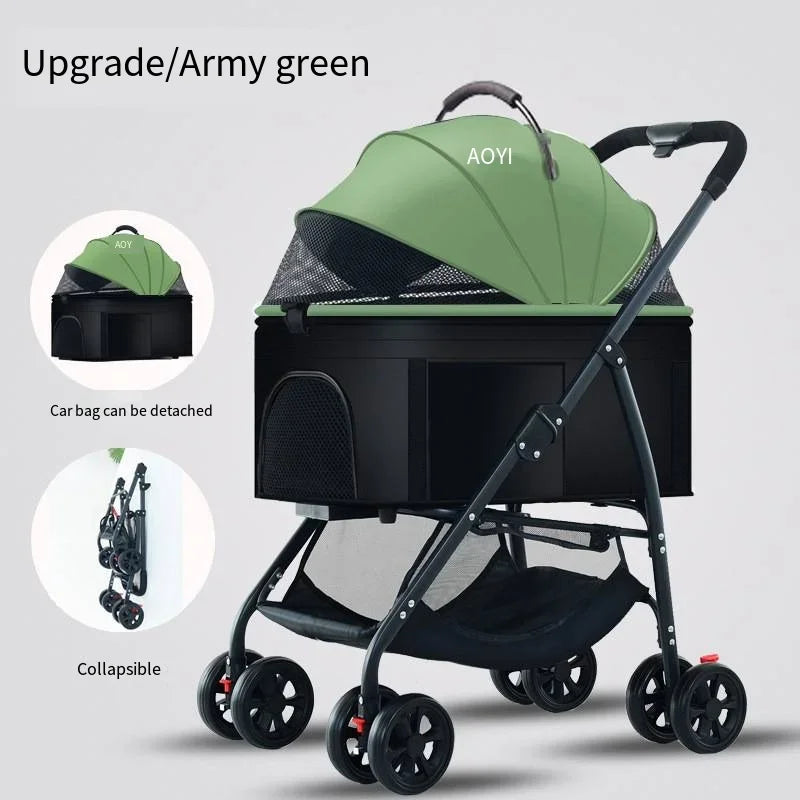 Lightweight Foldable Pet Stroller for Small and Medium Dogs & Cats Portable Outdoor Pet Carrier on Wheels