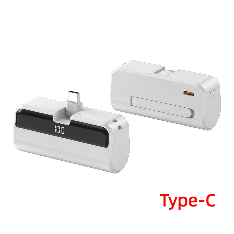 50000mAh Mini Capsule Power Bank – Portable Wireless Fast Charging with Digital Display, USB-A / USB-C / Lightning
