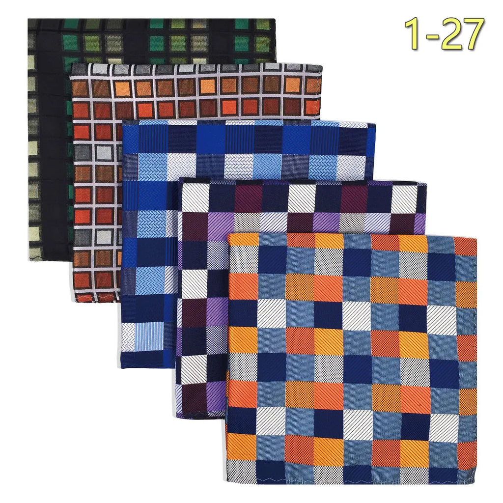 5-Pack Men's Microfiber Pocket Squares 12.6 in (32 cm) - Jacquard Woven Wedding & Formal Handkerchiefs, Assorted Patterns