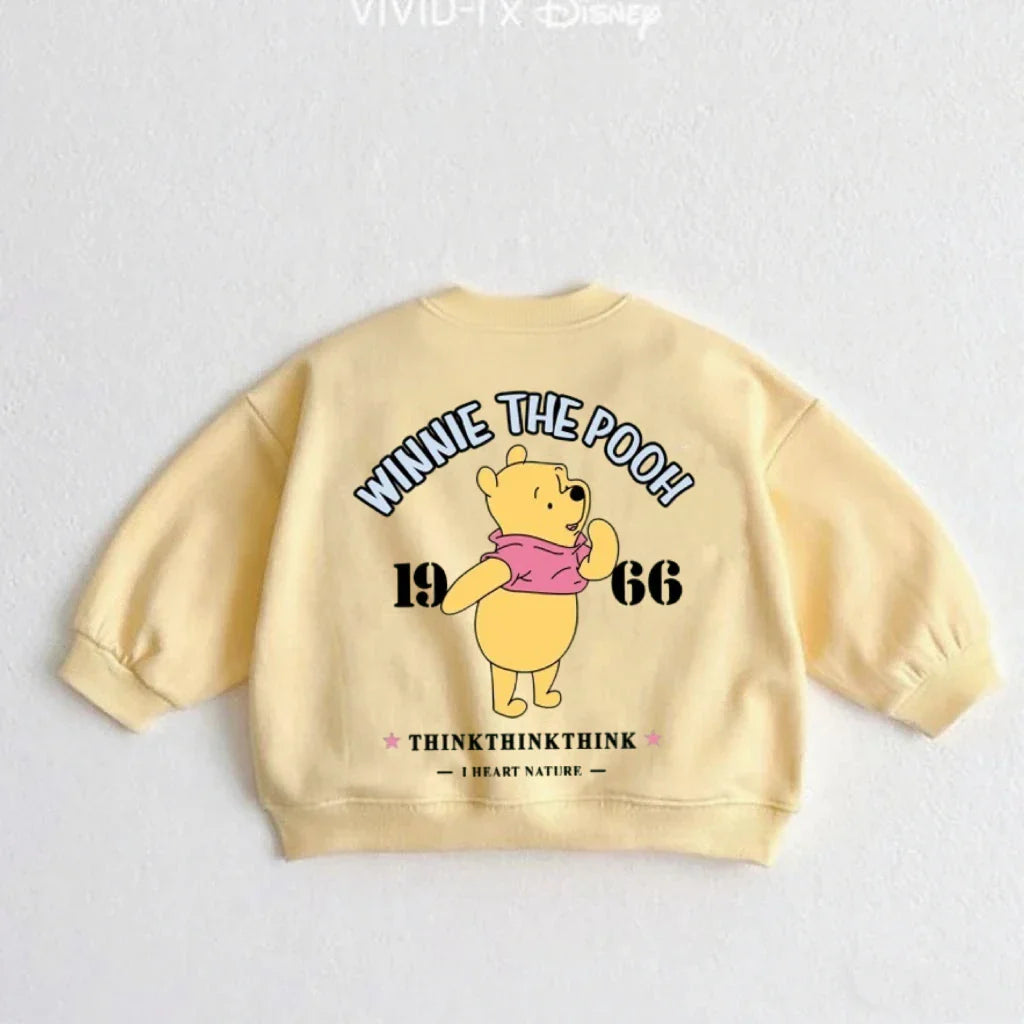 Cartoon Sweatshirts For Boys And Girls Cute Tops Crewneck Pullovers Toddler New Solid Color Hoodie Mickey Minnie Print Clothes