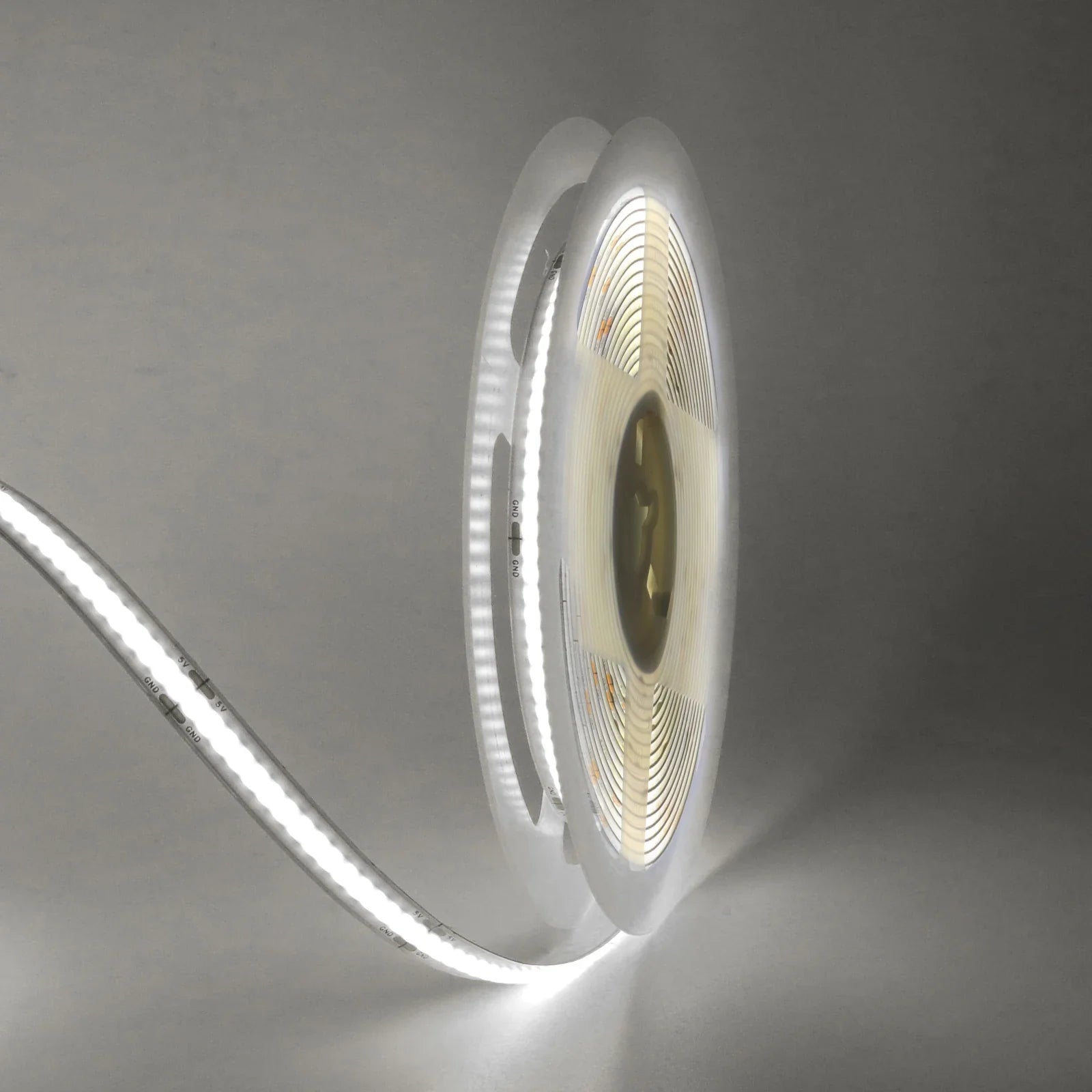 5V COB LED Strip Light with 3xAA Battery Box, 8mm 320 LEDs/m, 0.5–5m, Warm/Natural/Cool White, Adhesive Backing