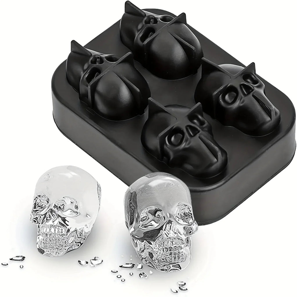3D Skull Ice Ball Silicone Mold – 4 & 6-Cavity Flexible BPA-Free Ice Trays for Cocktails