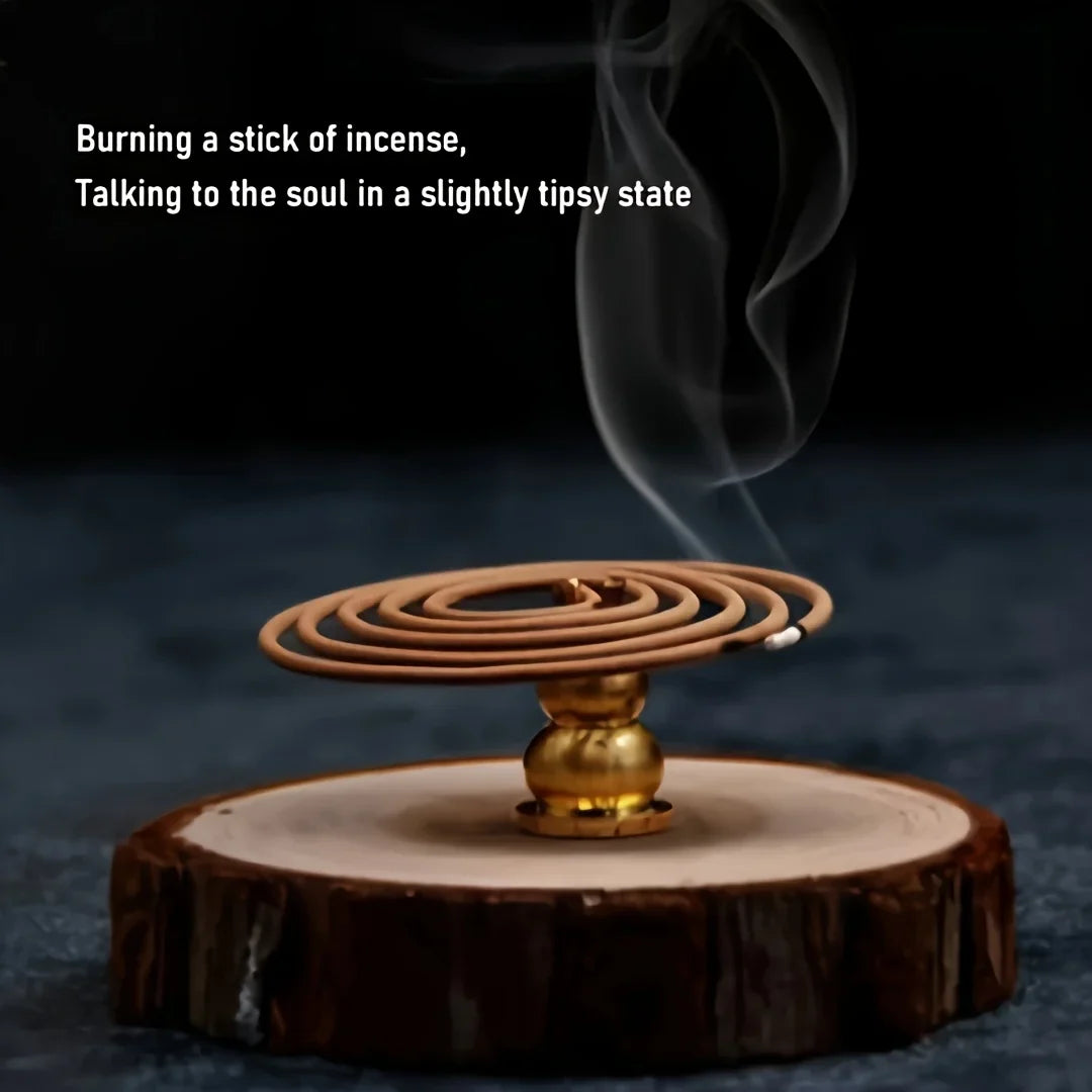 Coffee Scented Coil Incense with Stand — Sandalwood Aromatic Burner for Yoga, Meditation & Home Fragrance