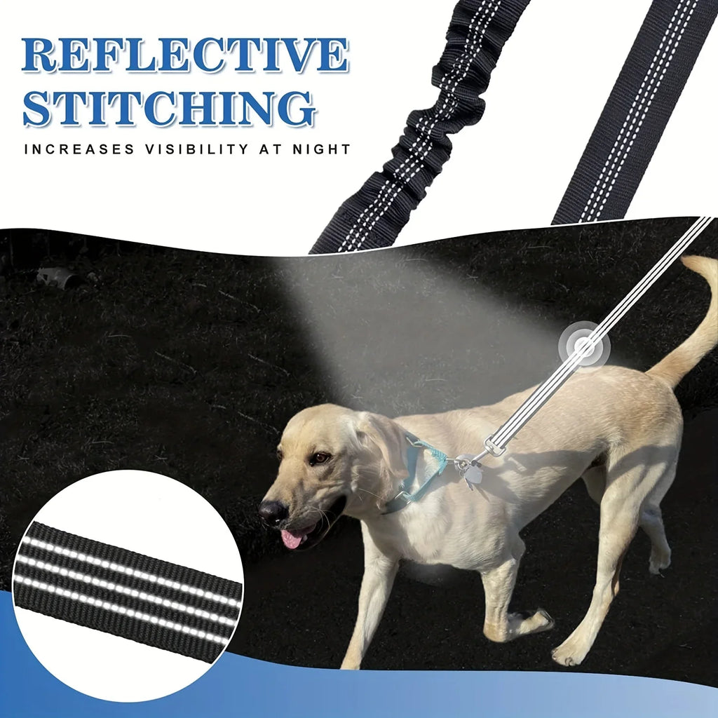 Double Dog Leash Coupler – No-Tangle Bungee Splitter with Shock-Absorbing, Reflective Lead for Safer Night Walks