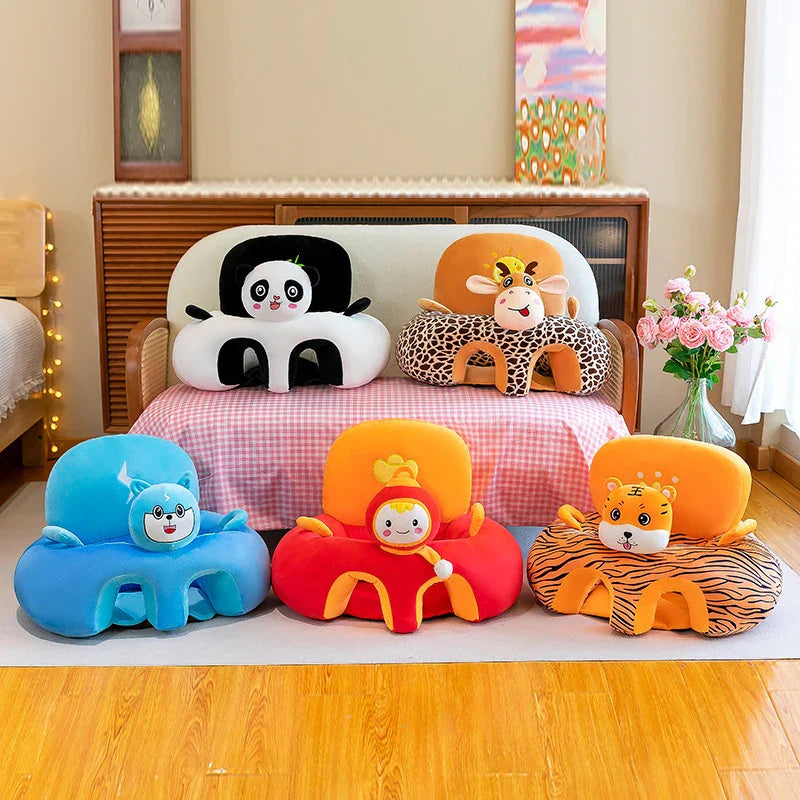 Plush Baby Seat Cover 55 x 55 x 40 cm (21.7 x 21.7 x 15.7 in) Cartoon Toddler Learn-to-Sit Support Chair Cover (No Filling)