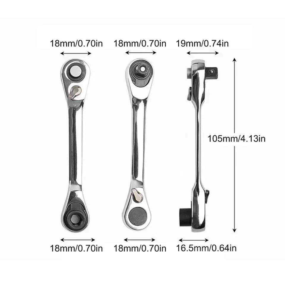 Mini 1/4 in (6.35 mm) 2-in-1 Ratchet Wrench Double-Ended Quick Socket Hex Driver