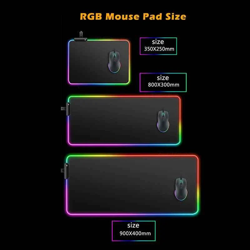 RGB Mouse Pad P-Pokemons Charizard Gamer Computer Gyarados Pc Backlight Mousepad Carpet Gaming Accessories Keyboard LED Desk Mat