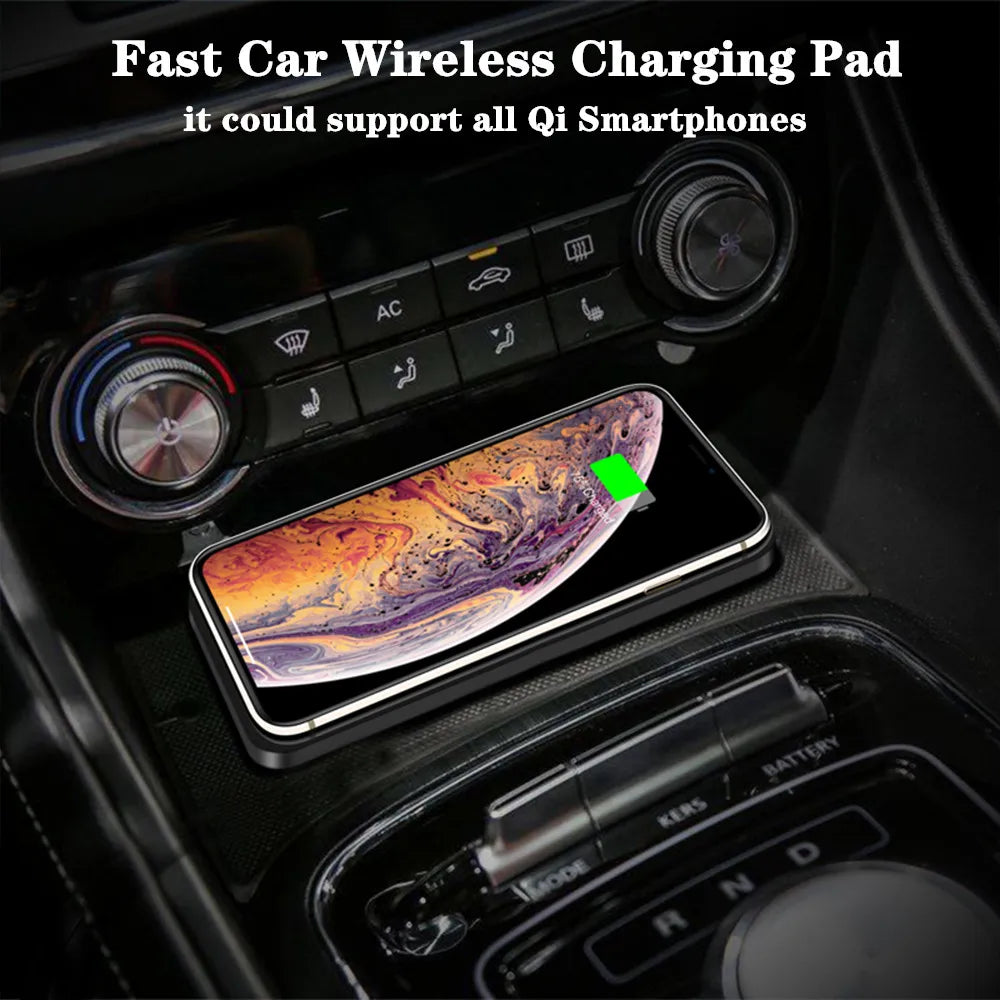 15W Qi Wireless Car Charger Pad – Fast Wireless Charging Silicone Non-Slip Phone Holder for Smartphones