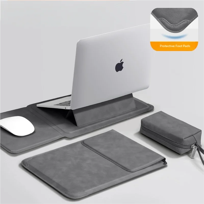 Laptop Sleeve with Stand 13–16 Inch (13.6/14/15/15.6) PU Notebook Case – Slim Protective Sleeve for Laptops, Unisex