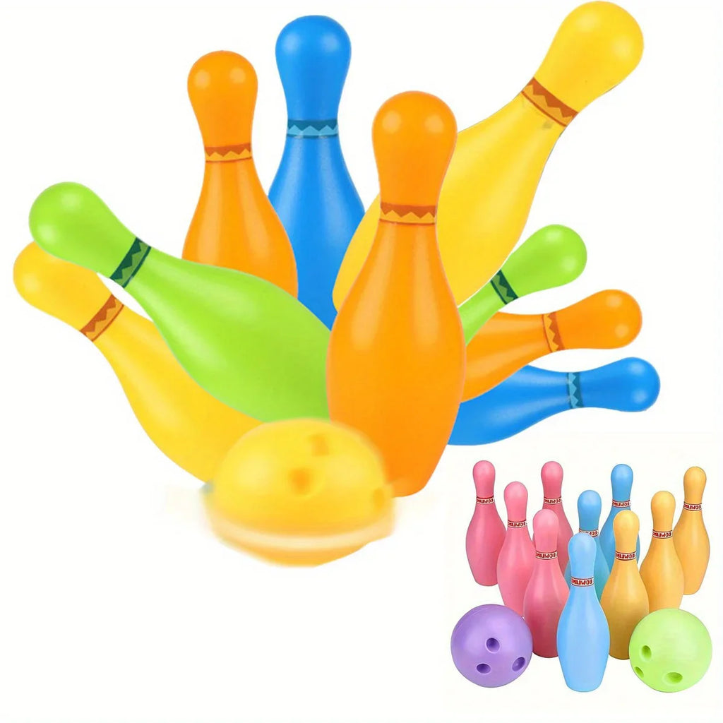 12-Piece Mini Bowling Set – 10 Pins & 2 Balls, Plastic Kids Indoor Outdoor Game Party Gift