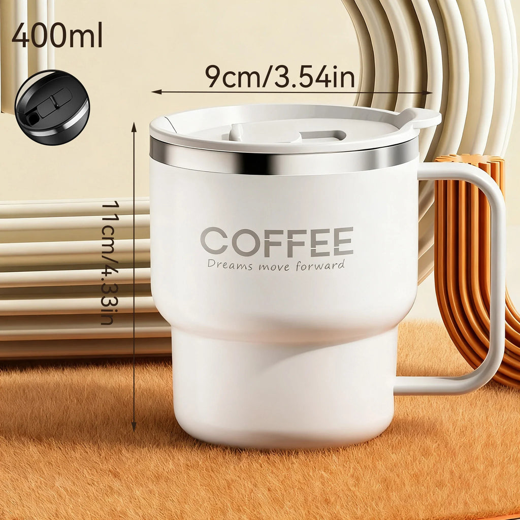400ml (13.5oz) Double-Layer Insulated 304 Stainless Steel Coffee Mug – Sealed Travel Tumbler for Hot & Cold Drinks