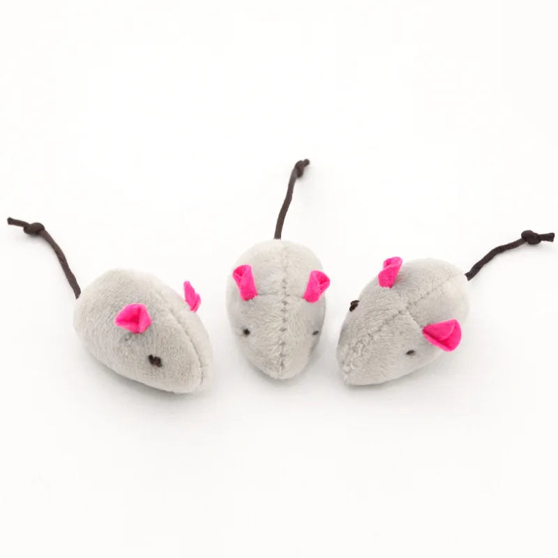 3–200 Pack Rattle Cat Mouse Toys – Prefilled Catnip Faux Fur Interactive Cat Toys for Cats
