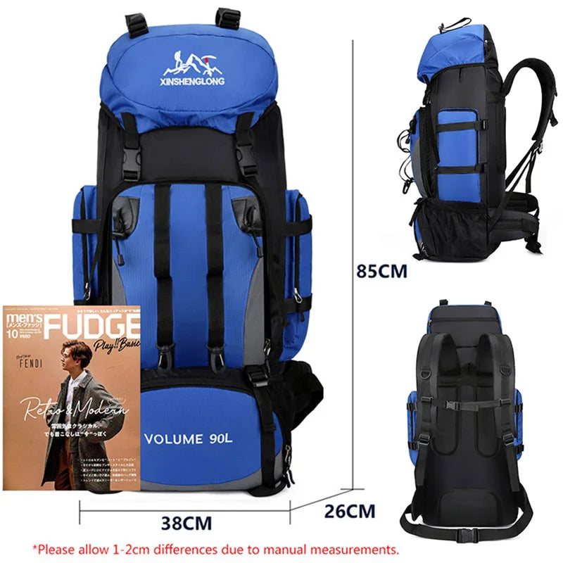 90L Waterproof Hiking Backpack - Large Capacity Trekking Rucksack for Camping & Travel (Unisex)