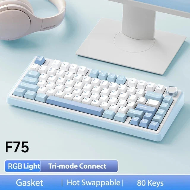 75% RGB Mechanical Gaming Keyboard — 78-Key Hot-Swappable Gasket Mount, 2.4G Wireless/Bluetooth/Wired, OEM Profile