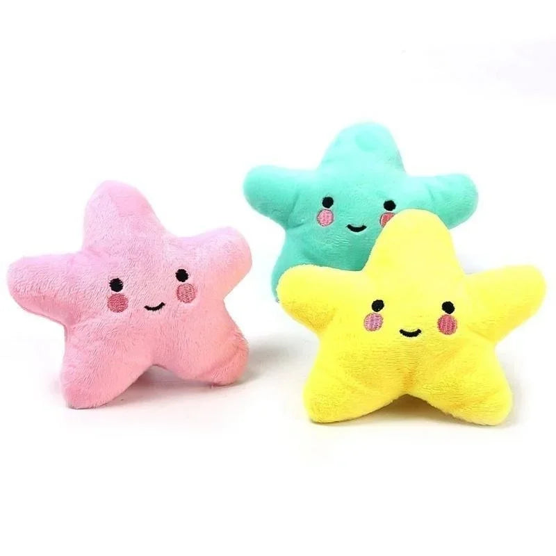 Squeaky Plush Pentagram Pet Toy for Dogs & Cats, Soft Fleece Squeaker, 3.9-5.1 in (10-13 cm)