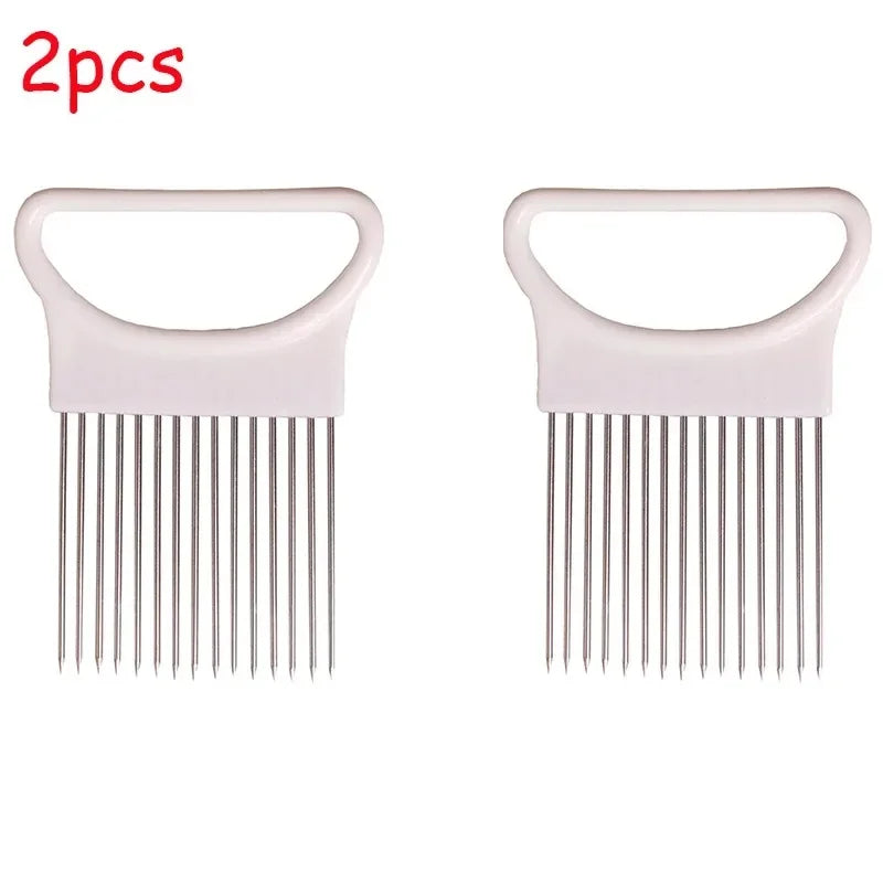 Colorful Onion Slicer & Holder - Stainless Steel Potato Chip Style Vegetable Slicer (1/2/3/4-Pack)