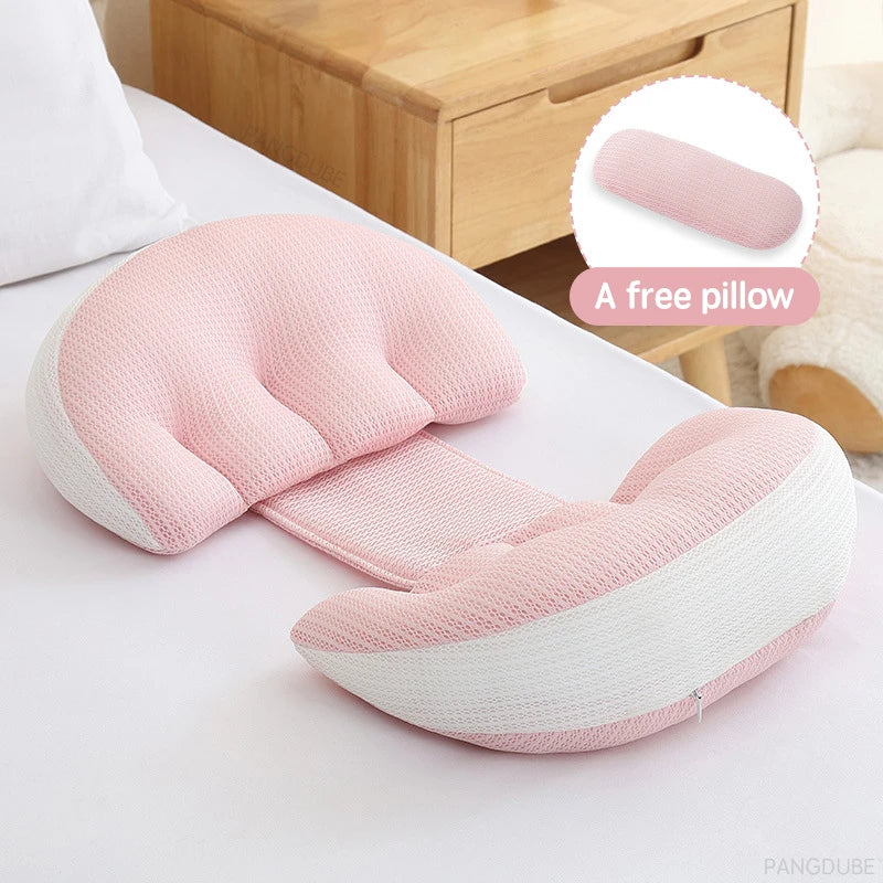 Pregnancy Body Pillow with Free Auxiliary Waist Support Pillow - Cotton Maternity Sleeping Pillow 64–78×36 cm (25–31×14 in)