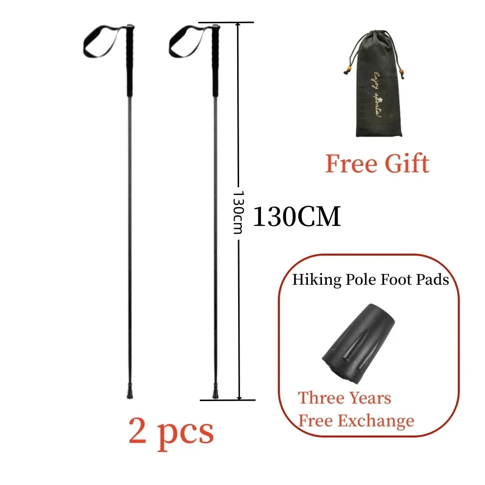 Ultralight Carbon Fiber Trekking Poles 5-Section Folding Anti-Shock Hiking and Walking Sticks 110/120/130 cm (43/47/51 in)