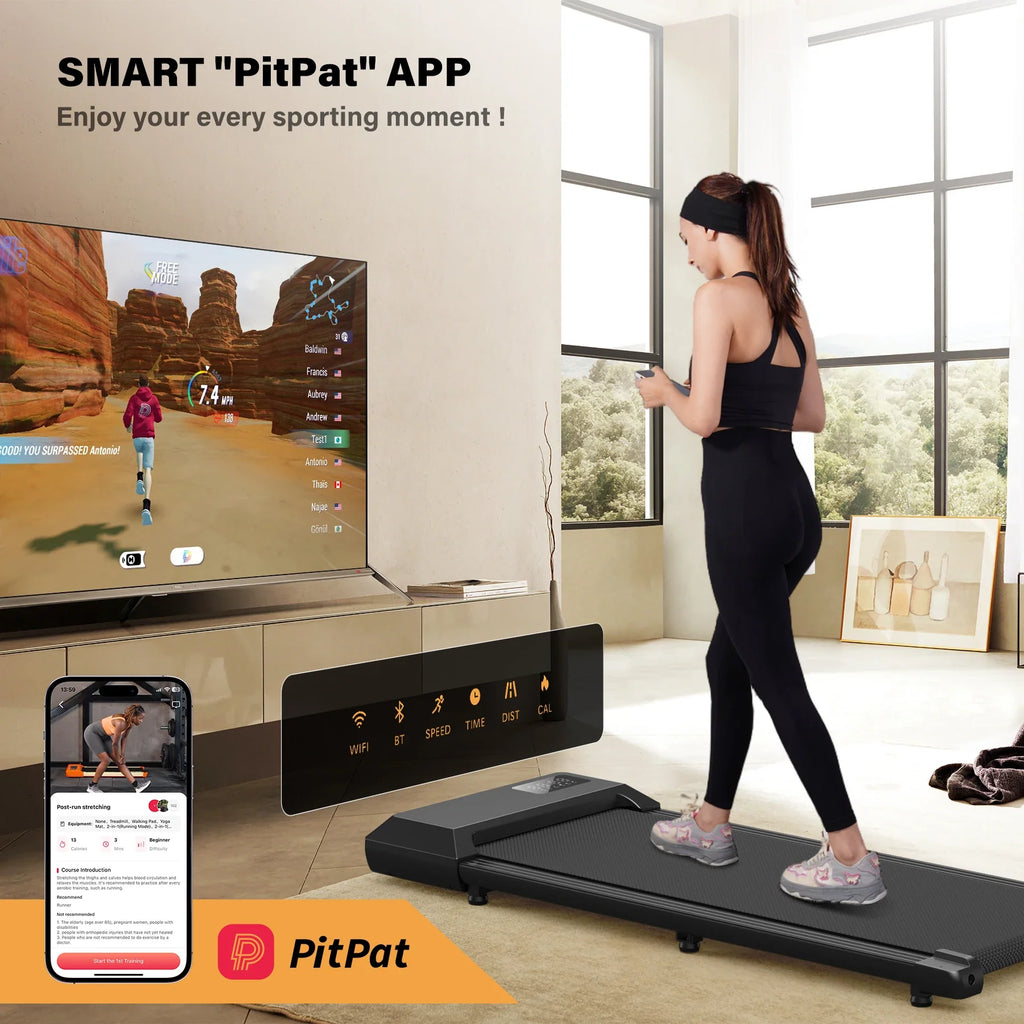 Under-Desk Treadmill for Home Office, 2.5HP Quiet Walking and Jogging Pad with App, Remote and LCD, 250 lb Capacity